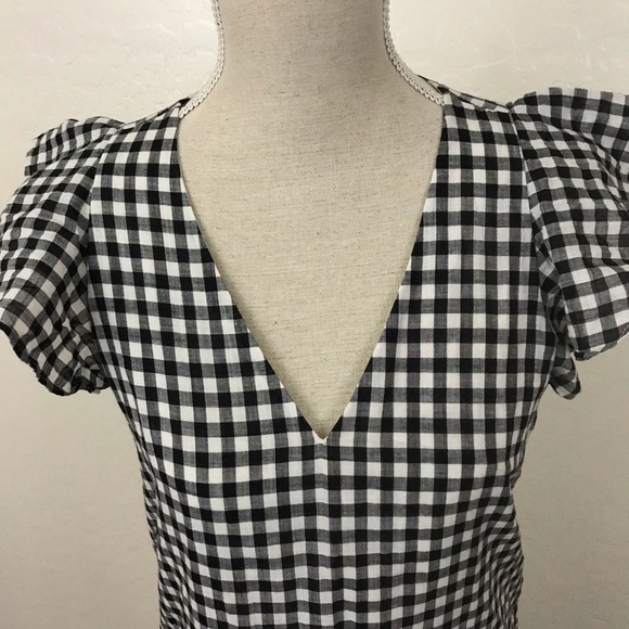 Madewell Gingham Check Flutter Sleeve Casual Dress - Picture 5 of 7